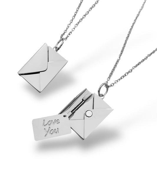 Envelope ‘Love You’ Necklace - Silver