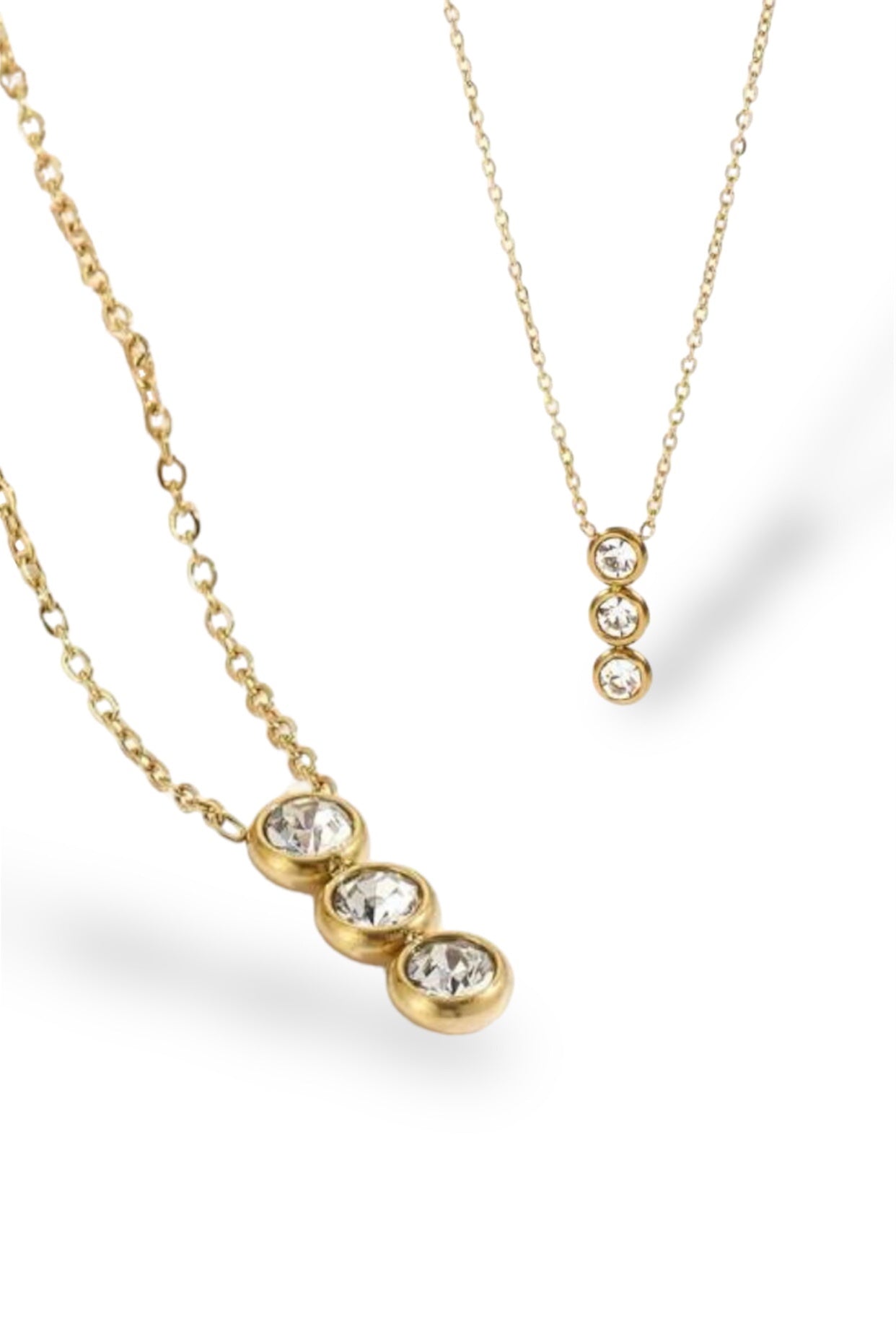 Diamanté Triplet Necklace - Gold