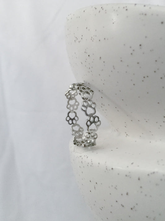 Adjustable Paw Cuff Ring - Silver
