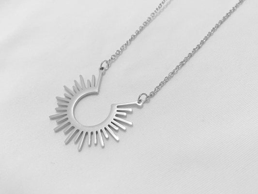 Ring Holder Sun Necklace - Silver