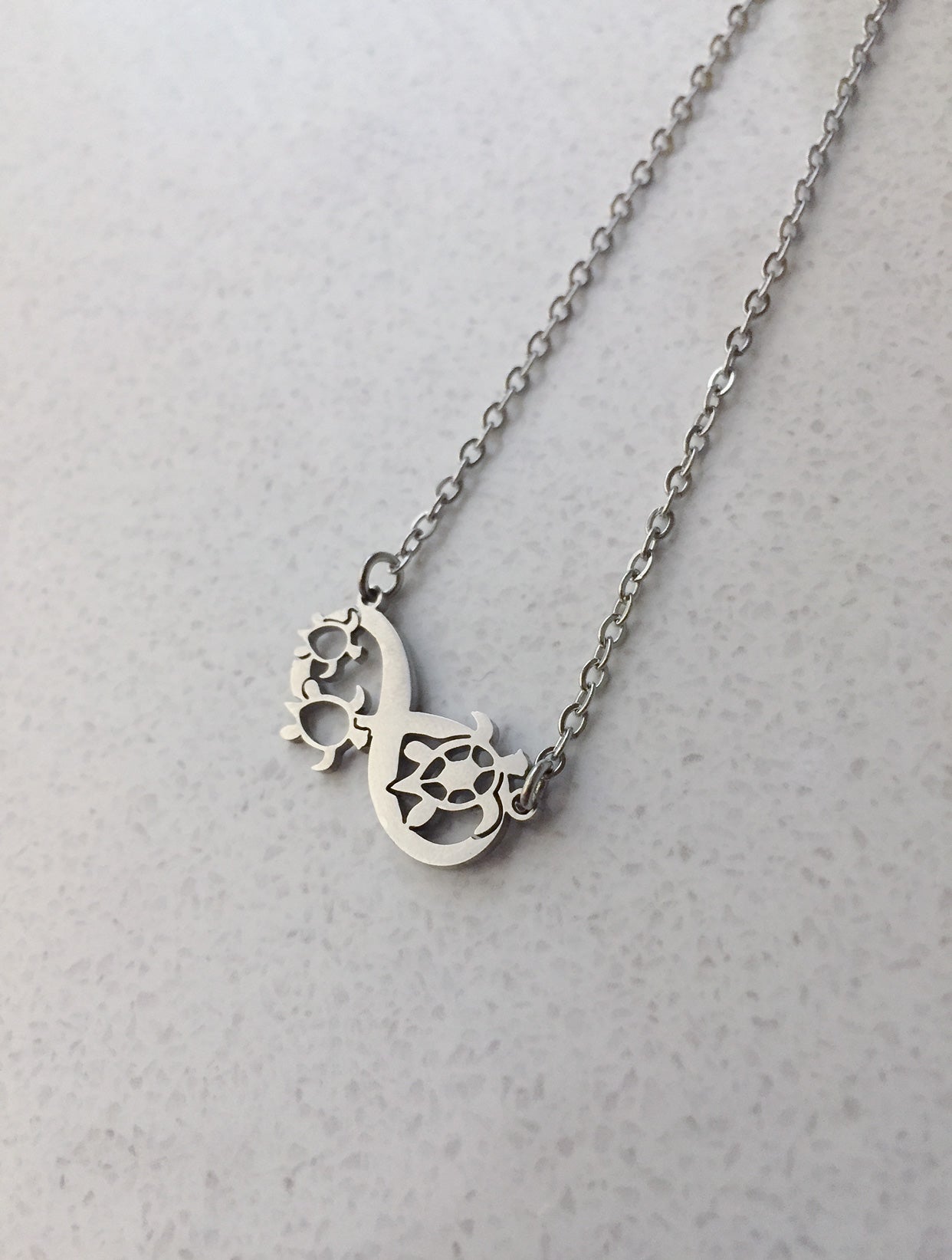 Infinity Turtle Necklace - Silver