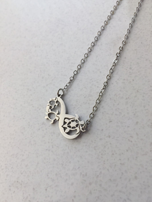Infinity Turtle Necklace - Silver