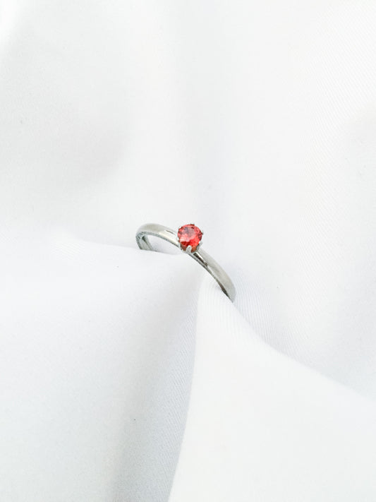 Red Gem Ring - Silver