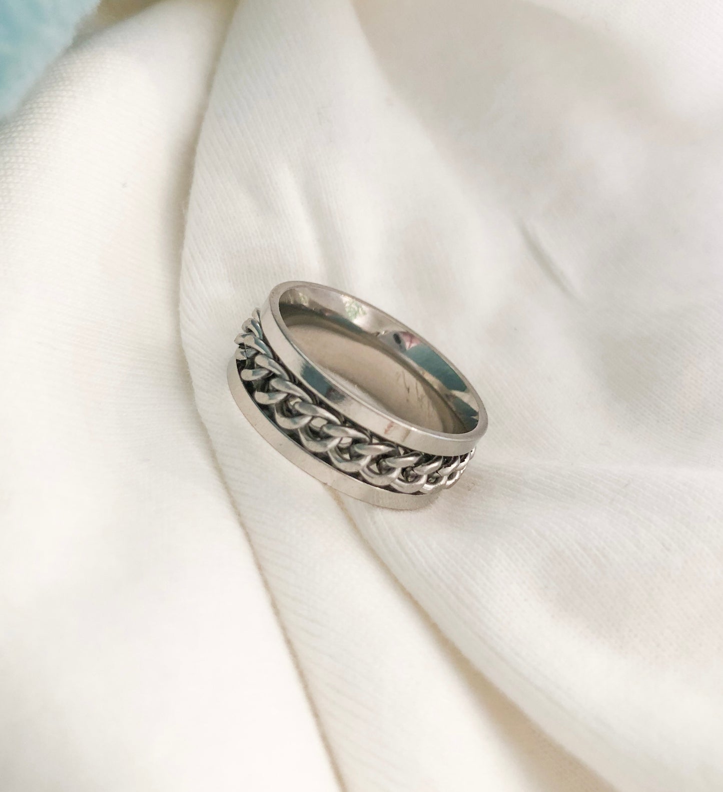 Chain Fidget Ring: Silver-on-Silver