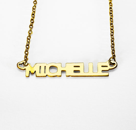 Custom Block Name Necklace - Gold