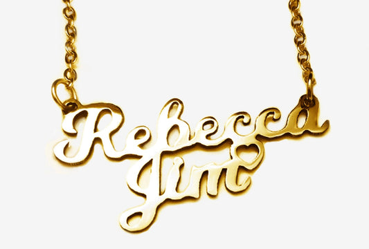 Double Custom Name Necklace - Gold
