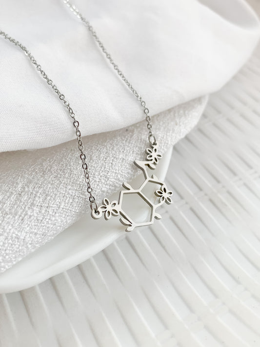 Serotonin Molecule Necklace - Silver